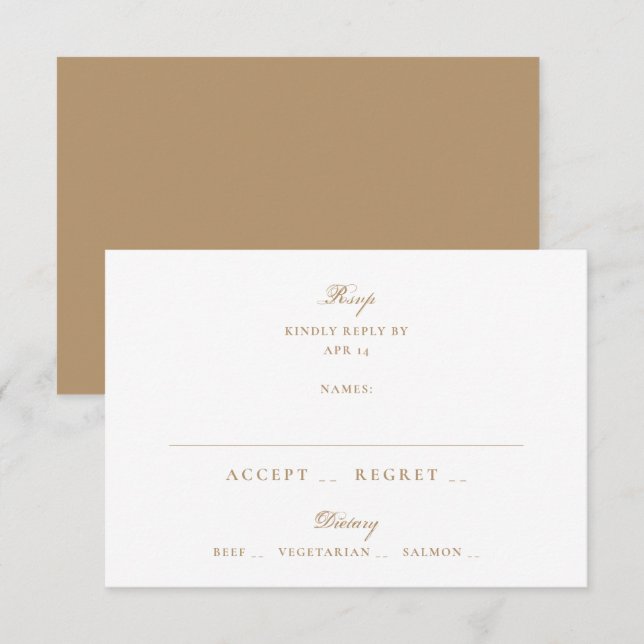 Formal Taupe Neutral Wedding RSVP Card (Front/Back)