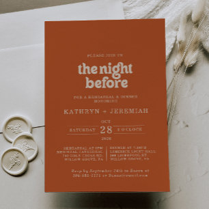 Formal Terracotta Night Before Rehearsal Dinner Invitation