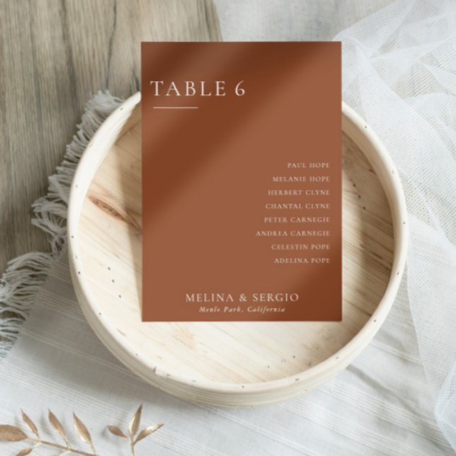 Formal Terracotta Wedding Table 6 Seating Chart Invitation (Creator Uploaded)
