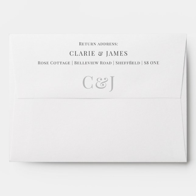 Formal Text Wedding Envelope for Classic range (Back (Top Flap))