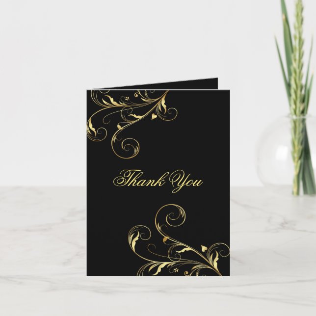Formal Thank You Cards - Gold and Burgundy (Front)