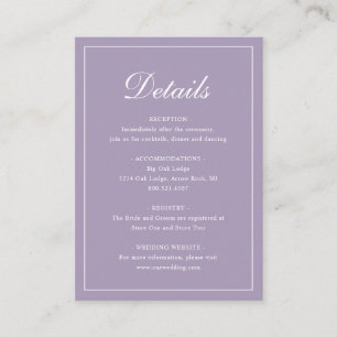 Formal Traditional Elegant Dusty Purple Wedding Enclosure Card