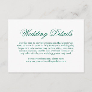 Formal Traditional Emerald Green Elegant Wedding Enclosure Card