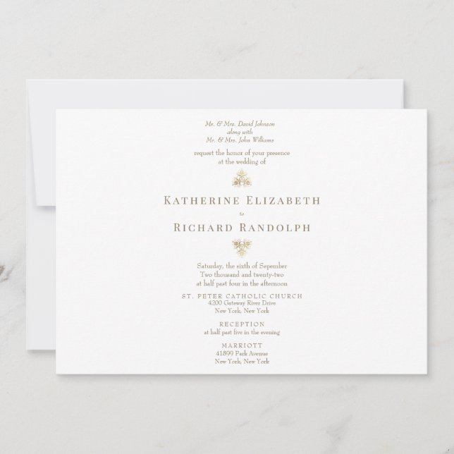 Formal Traditional Gold Text 2 Venue Horizontal (Front)