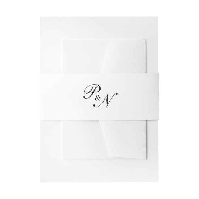Formal Traditional Monogram Elegant Wedding Invitation Belly Band (Front Example)