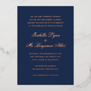 Formal Traditional Navy Blue Wedding Rose Gold