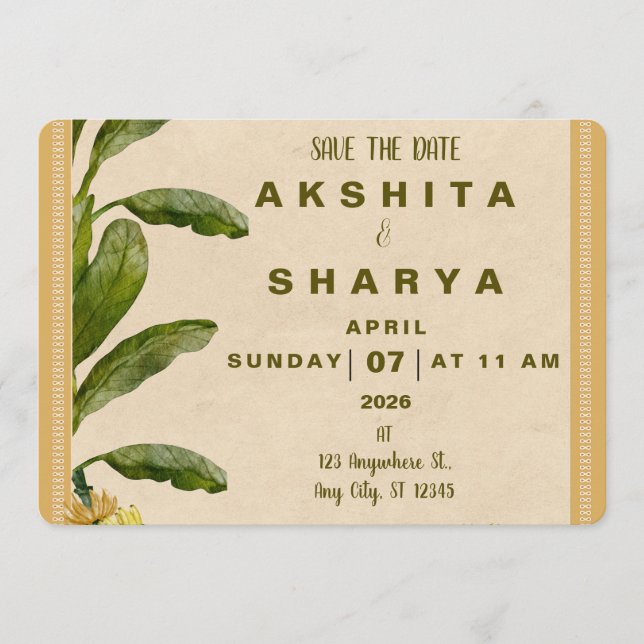 Formal Traditional Wedding Save the Date  (Front)