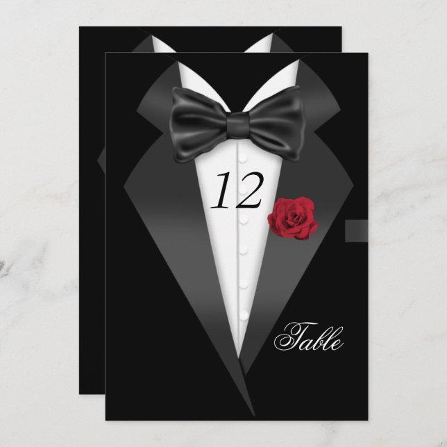 Formal Tuxedo Black Table Number Seating Place 2 (Front/Back)