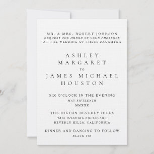Formal Typeset Classic Black Tie Parent Hosted Invitation