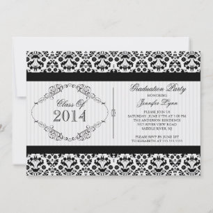 Formal Vintage Damask Graduation Party Invitation