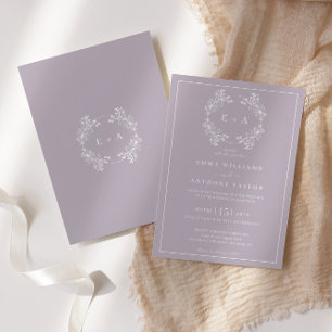 Formal Vintage Lavender Monogram Wedding  Invitation