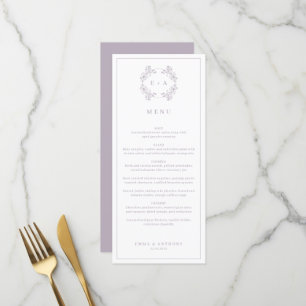 Formal Vintage Lavender Monogram Wedding Menu