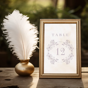 Formal Vintage Lavender Monogram Wedding Table Number