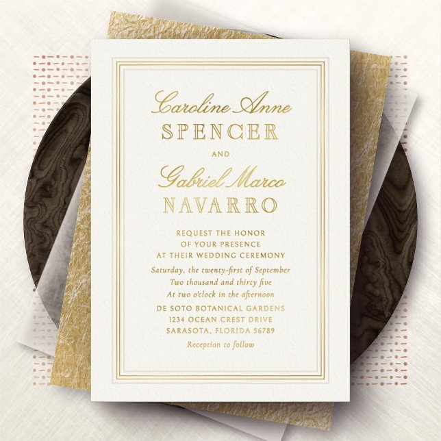 Formal Vintage Wedding Foil Invitation (Creator Uploaded)
