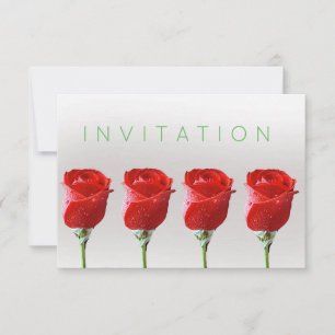 Formal Vip Roses Silver Red Green Pastel Pearly Invitation