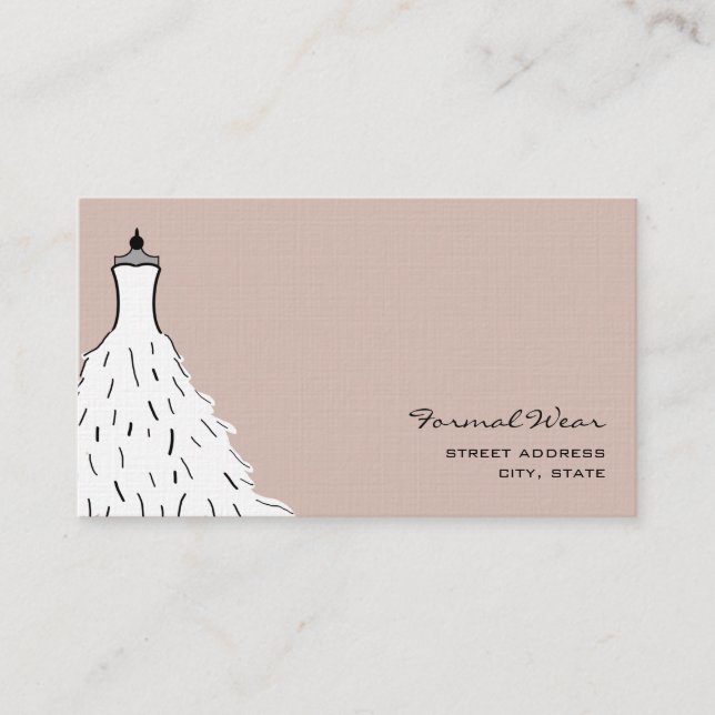 Formal Wear Boutique - Feathery Wedding Dress Business Card (Front)