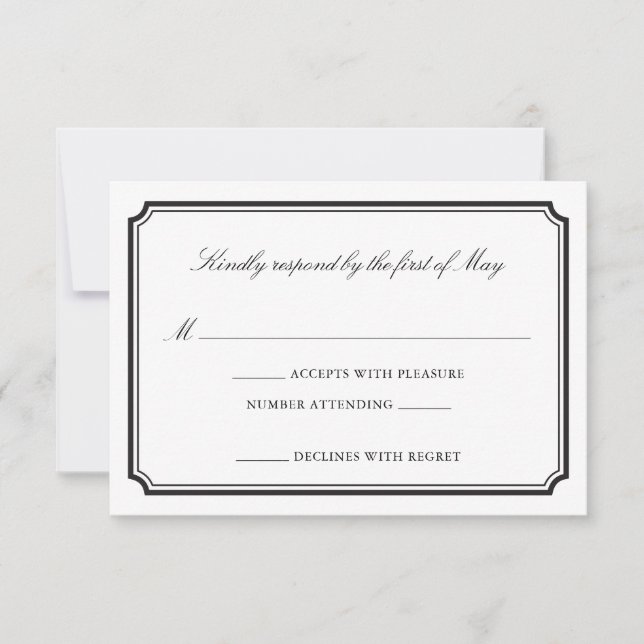 Formal Wedding Invitation RSVP Card (Front)