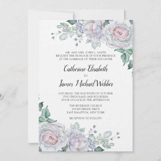 Formal Wedding Invitation Wording Bride's Parents (Front)