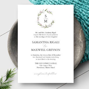 Formal Wedding Invitations Botanical Initials