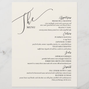 Formal Wedding Menu Elegant Black Bone