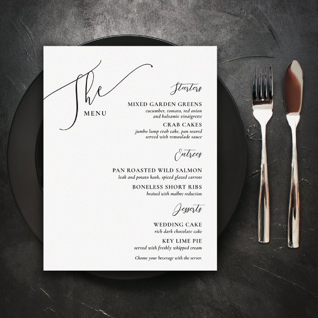 Formal Wedding Menu Elegant Black White (Creator Uploaded)