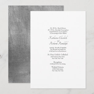 Formal Wedding Metallic Silver & White Invitation