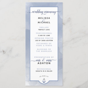 Formal #Wedding #Nautical Navy Dusty Blue Wedding Programme