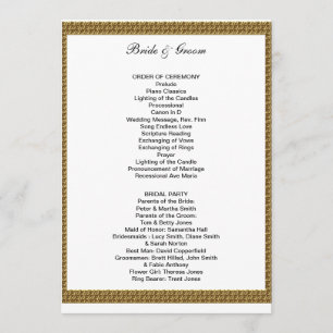 Formal Wedding Program White and Gold Programme
