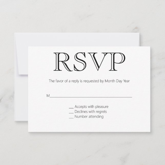 Formal wedding RSVP Card (Front)