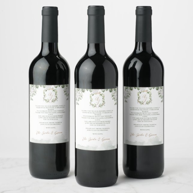 Formal Wedding Thank you Gift Wine  Label (Bottles)