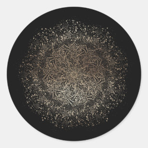 Formal Whimsical Hand Drawn Black and Gold Wedding Classic Round Sticker