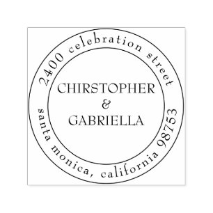 Formal White and Black Simple Wedding Self-inking Stamp