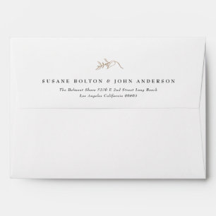 Formal White & Black Gold Wreath Wedding Address Envelope