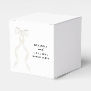 Formal White Bow Ribbon Elegant Wedding Favour Box