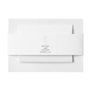 Formal White Bow Ribbon Elegant Wedding Invitation Belly Band