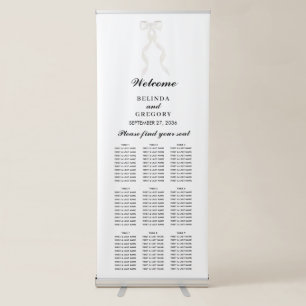Formal White Bow Ribbon Elegant Wedding Retractable Banner