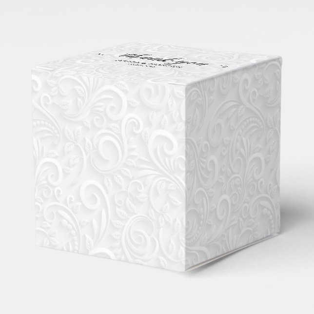 Formal White on White Filigree Wedding Favour Box (Front Side)