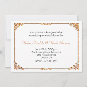Formal White Wedding Rehearsal Dinner Invitation