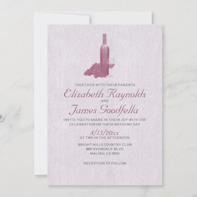 Formal Wine Bottle Wedding Invitations (Front)