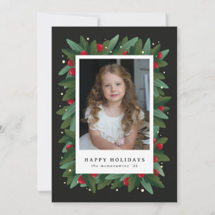 Formal Wreath and Christmas Berries Holiday Card