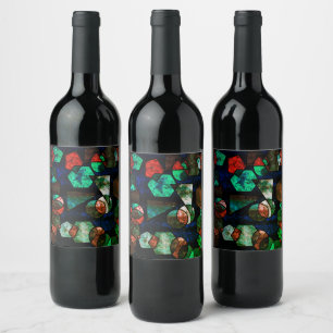 Formas geométricas irregulares e textura deformada wine label