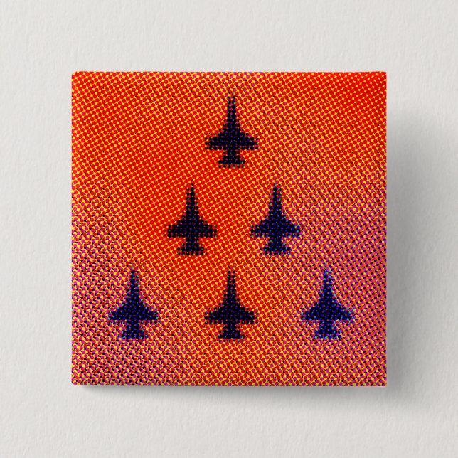 Formation of F16s in Orange. Pop Art 15 Cm Square Badge (Front)
