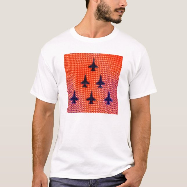 Formation of F16s in Orange. Pop Art T-Shirt (Front)