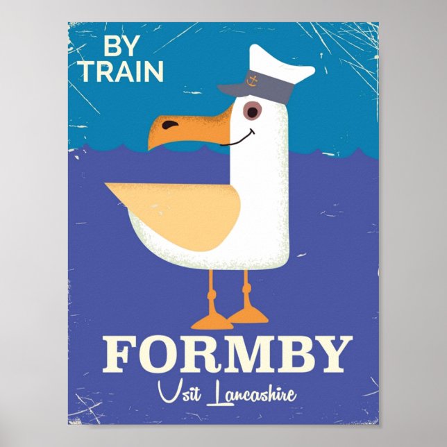 Formby seagull vintage travel poster (Front)