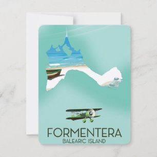Formentera Balearic island Map Travel poster
