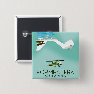 Formentera Balearic island Map Travel poster 15 Cm Square Badge