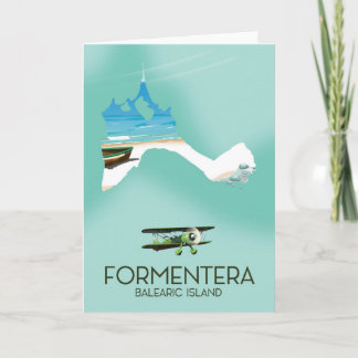 Formentera Balearic island Map Travel poster Holiday Card