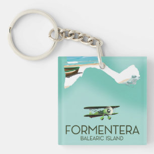 Formentera Balearic island Map Travel poster Key Ring