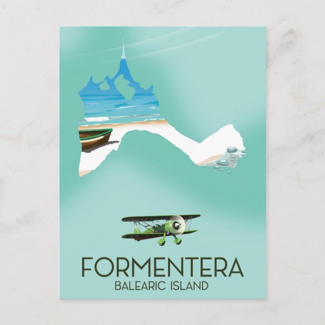 Formentera Balearic island Map Travel poster Postcard (Front)