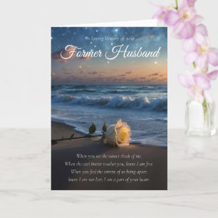 Former Husband Sympathy with White Rose Ocean Card